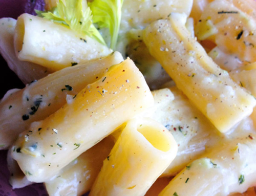 RIGATONI ALLA CREMA DI ROBIOLA E SEDANO